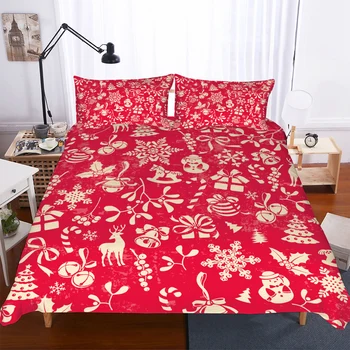 

BEST.WENSD Merry Christmas Gifts Bedding American Style Bedroom Bedsets Red New Year Decoration Duver Cover Sets King Bedding