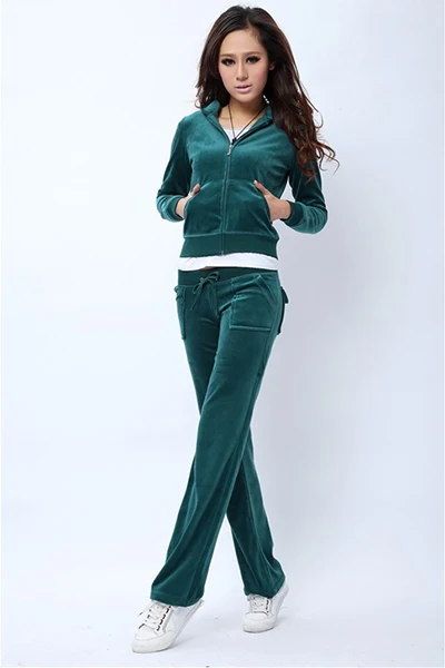 Spring/Fall 2021 Women's Brand Velvet Fabric Tracksuits Velour Suit Women Track Suit Hoodies And Pants Fat Sister Sportswear