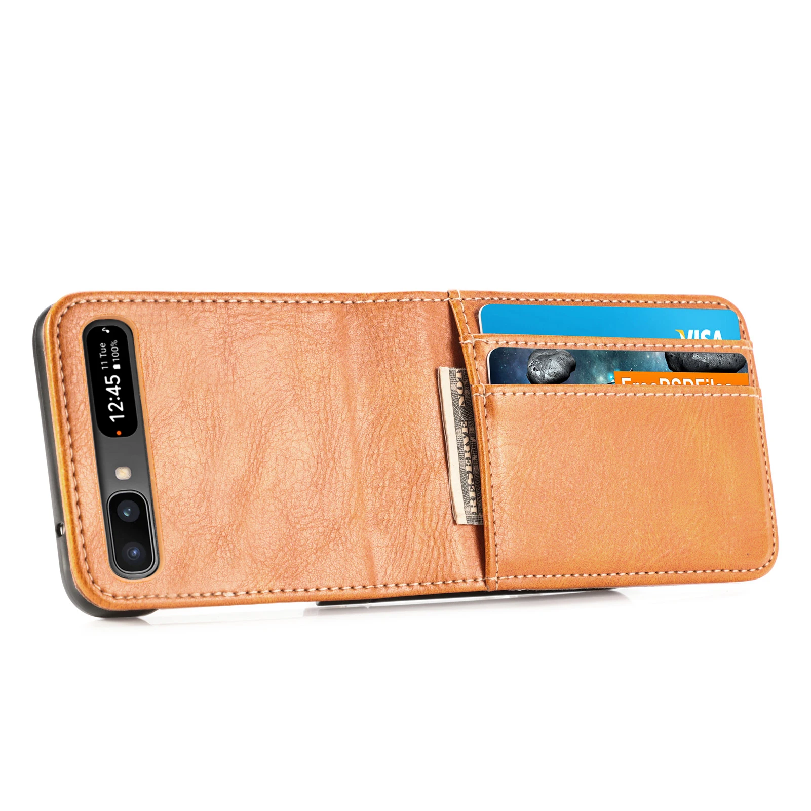 silicone case samsung Full Coverage Leather Wallet Case for Samsung Galaxy Z Flip 5G Flip3 Flip 3 Non-Slip Card Pocket Folding Phone Bag Cover samsung cute phone cover Cases For Samsung