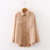 New Women Solid Corduroy Batwing Sleeve Vintage Blouse Turn-Down Collar Loose Top Button Up Pink Shirt Feminina Blusa T9D609T ► Photo 2/6