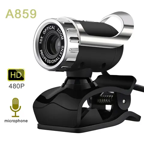 USB Webcamera 360° HD 480P Digital Video Webcam with Microphone Clip CMOS Image for Computer PC Desktop Laptop TV Box