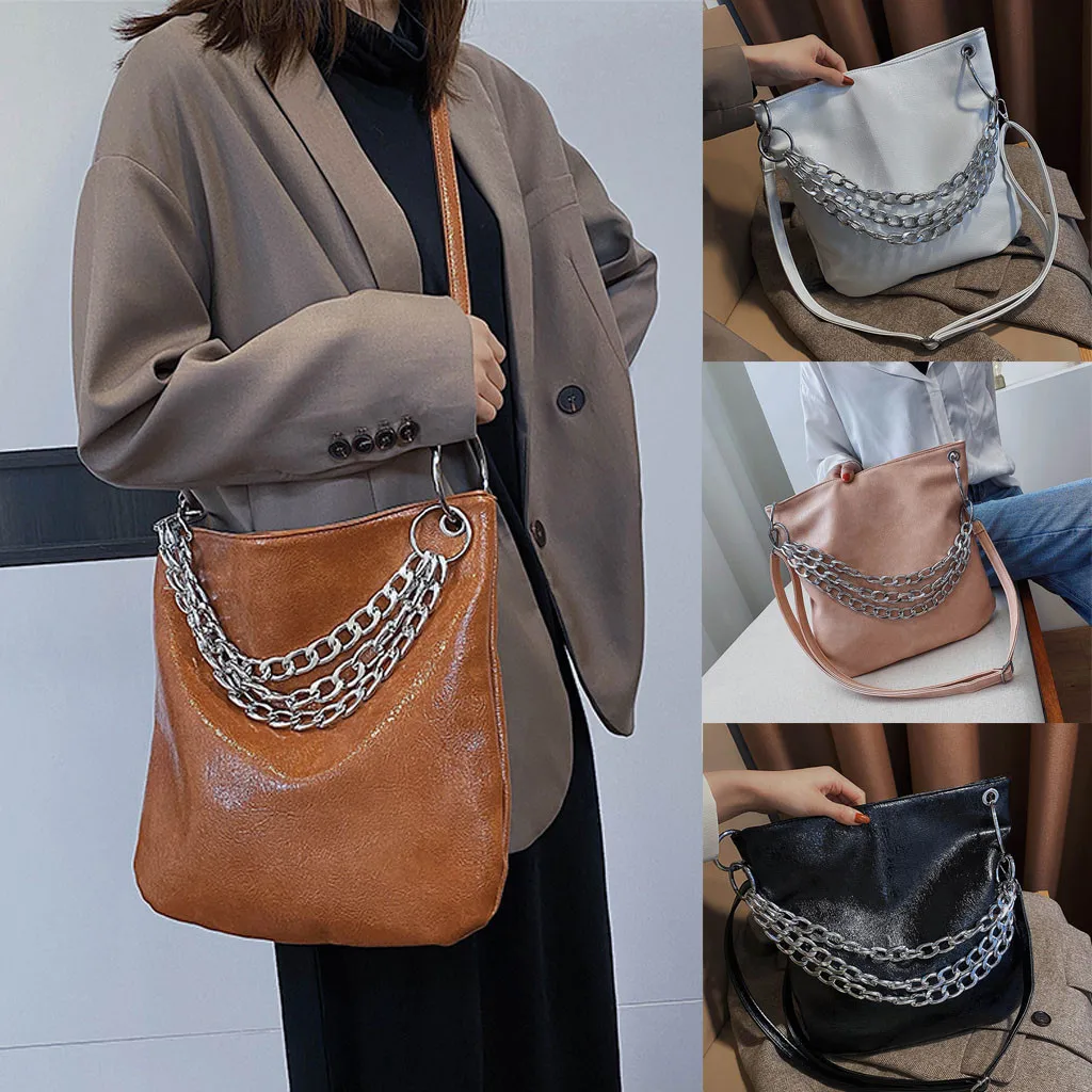

2020 Fashion Ladies Solid Color Large Capacity Chain Shoulder Crossbody Bag Ladies Multifunction Famous Brands Top-handle Bag