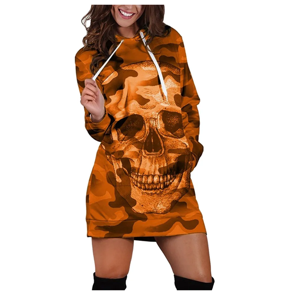 Camouflage Skull Long Sleeve Hoodie 17