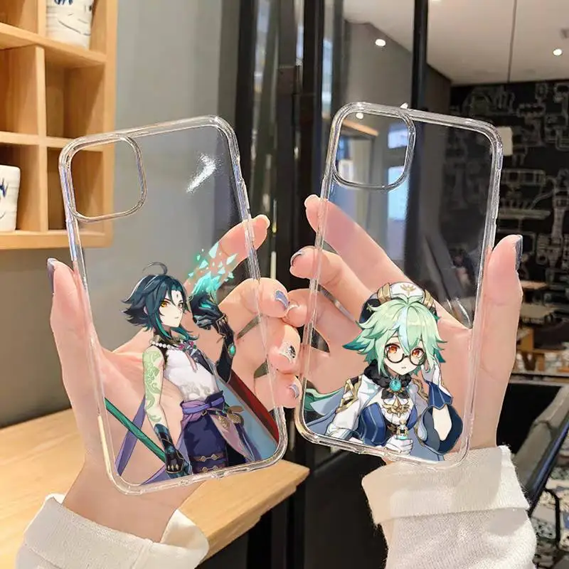 Anime genshin impact Phone Case Transparent for iPhone 13 7 8 11 12 s mini pro X XS XR MAX Plus cover funda | Мобильные телефоны и