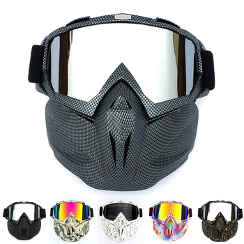 

Hot Sales Modular Mask Detachable Goggles And Mouth Filter Perfect for Open Face Motorcycle Half Helmet or Vintage Helmets