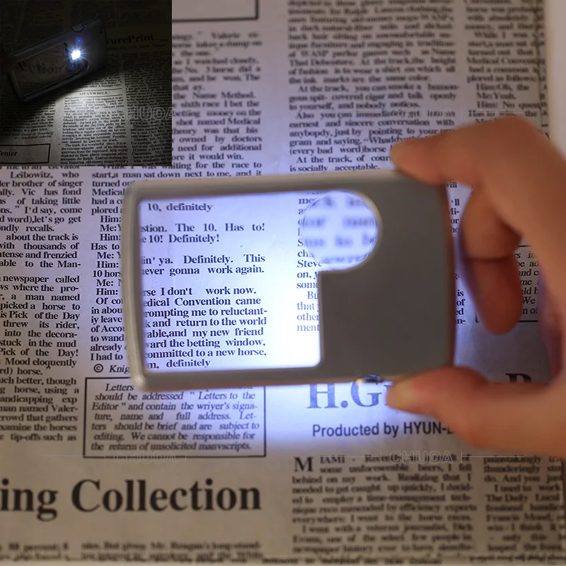 Handheld LED Magnifier Portable 3X 6X Magnifying Glass Ultra-thin Acrylic Len Magnifying Glass with Led Light Jewelry Loupe