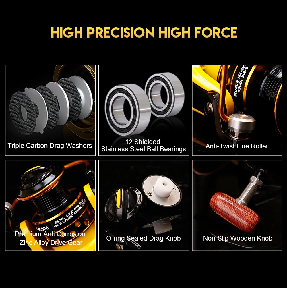 VTAVTA 12 Bearing Metal Spinning Fishing Reels Baitcasting 5.21 Bait Casting Fishing Wheel Spool Reel Fishing Accessories Sea 018
