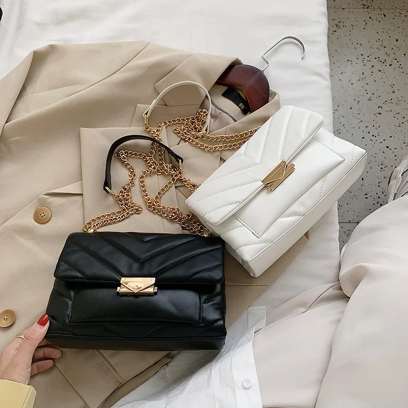 Fashion Quilting Square Women Shoulder Bags Designer Chain Crossbody Bag Luxury Pu Leather Crossbody Bag Female Small Falp Purse