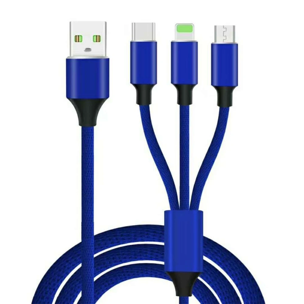 3 в 1 type-C+ 8 Pin+ Micro USB кабель для зарядки данных+ 3 USB быстрая настенная Зарядка для iPhone/samsung/huawei