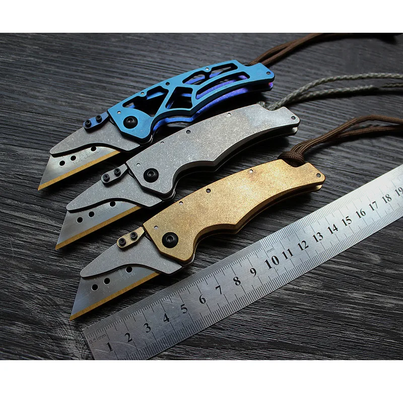 

Copper/Titanium Paper Cutter Knife Utility Knife Unpacking EDC Folding Knife Universal Multi-Trapezoidal Blade