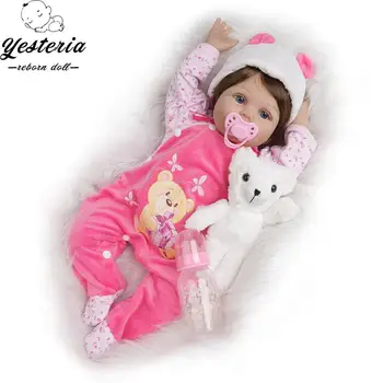

55cm Reborn Baby Doll Newborn Bebe Girl Silicone Vinyl Pink Outfit