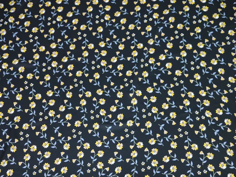Glossy Small Floral Dress Scarf Material Polyester Charmeuse Imitate Silk Fabric