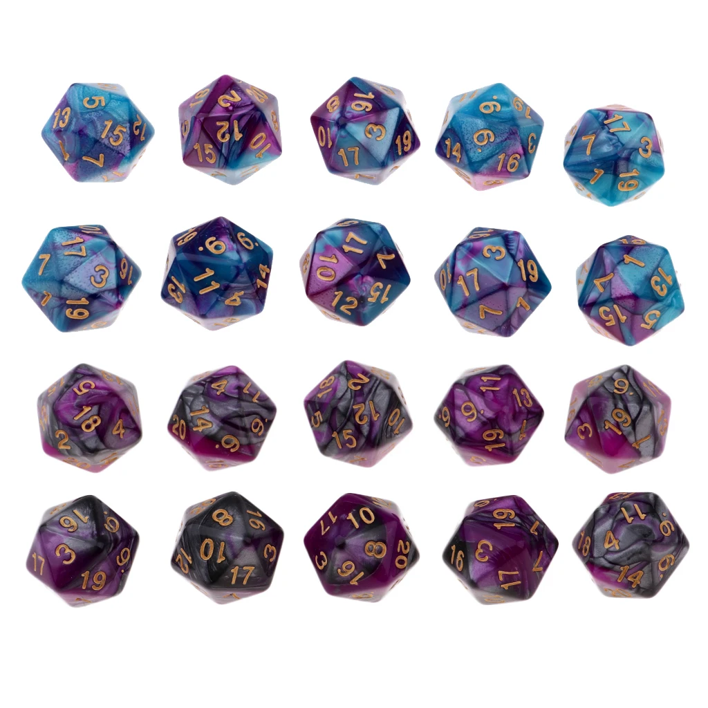 20pcs/set Plastic Polyhedral Dice D20 20mm Die for Drinking Game Accessory