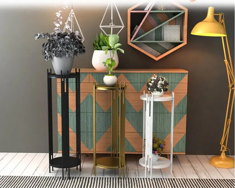 

Creative golden flower stand simple flower shop floor flower pot stand
