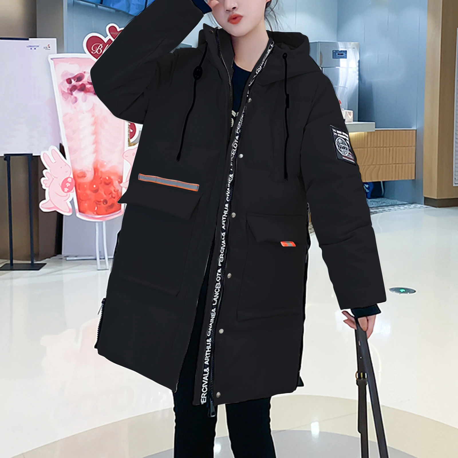 Chaqueta gruesa para mujer, abrigo acolchado de longitud media, banda para el brazo, holgado, novedad, invierno, 2021|Parkas| - AliExpress