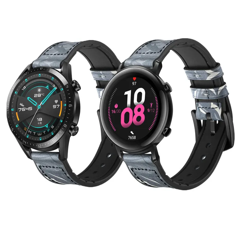 22 мм 20 мм кожаный силиконовый ремешок для huawei Watch GT 2 samsung gear S3 S2 Classic Galaxy Watch 46 мм 42 мм Active 2 40 мм 44 мм Band