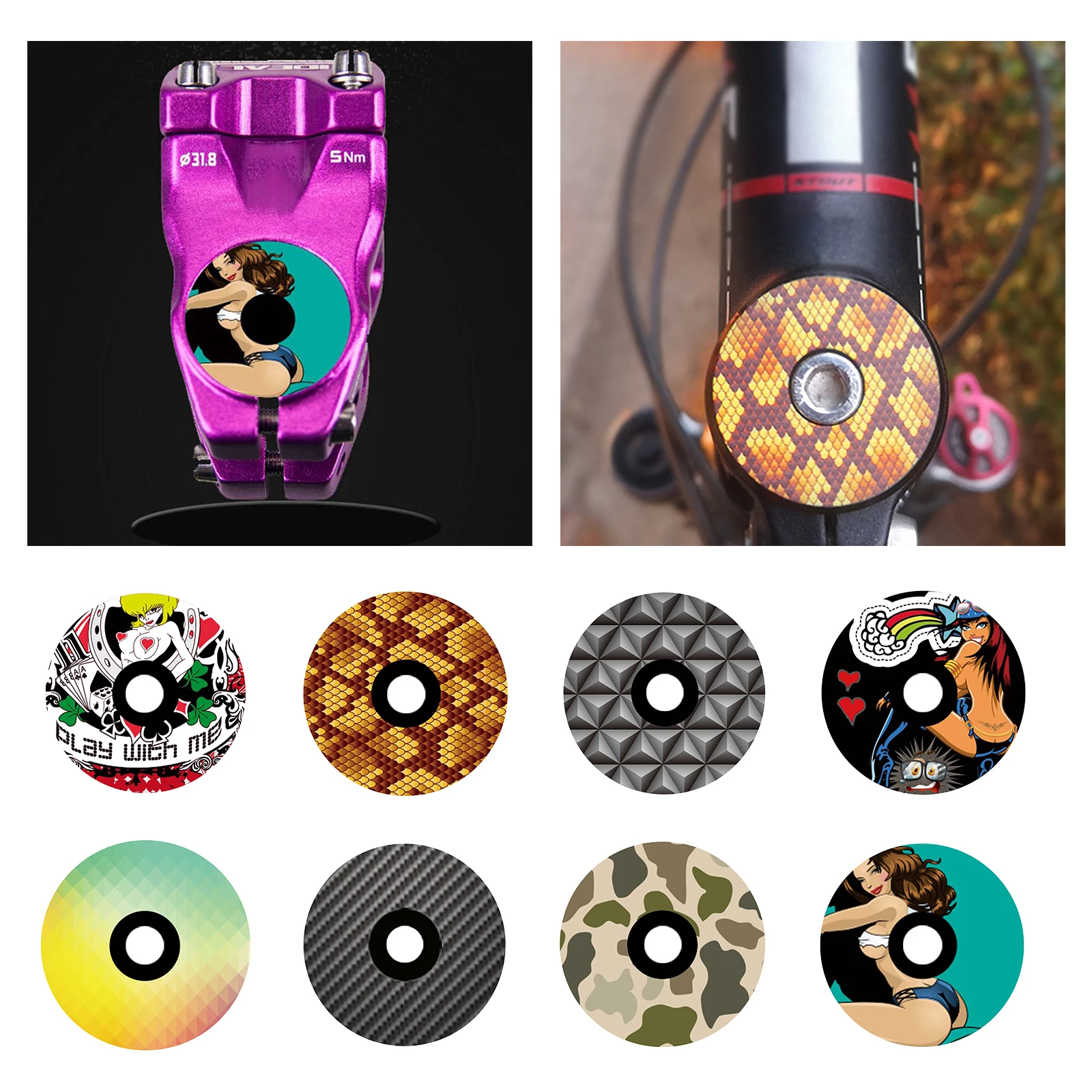Threadless Bicycle Headset Stem Cap 1 1/8" Day of the dead skull 