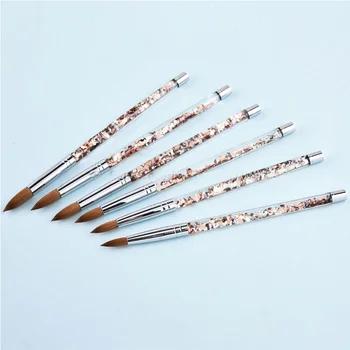 

1pc Rose Gold Kolinsky Sable Acrylic Nail Brush with Liquid Flow Glitter Nail Art Brush for Nail Art Tool 8# 10# 12# 14# 16# 18#
