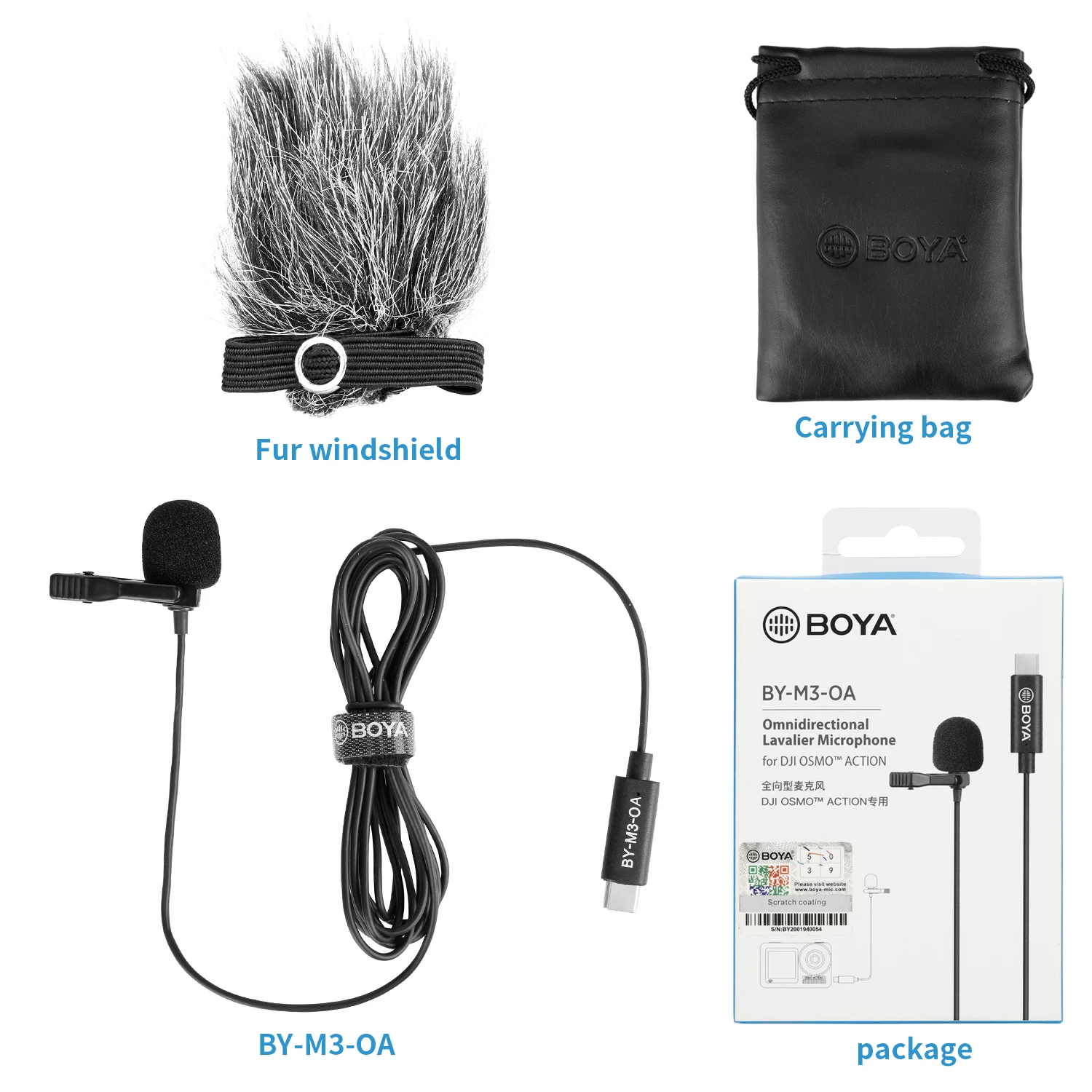 BOYA-micrófono condensador Lavalier BY-M3-OA 2m para DJI OSMO ACTION I, Youtube, Blogging, transmisión en vivo, Facebook, Vlogging, viajar - Imagen 6