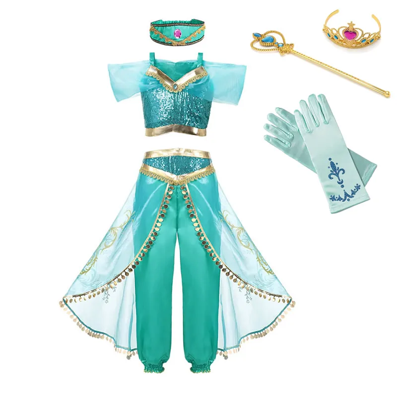 Jasmine Dress 1 Девушка Vampirina Макияж Платье мультфильм История игрушек 4 Джесси Косплей Алладин Принцесса Жасмин одежда, костюм для Хэллоуина для детей - Цвет: Jasmine Dress 1