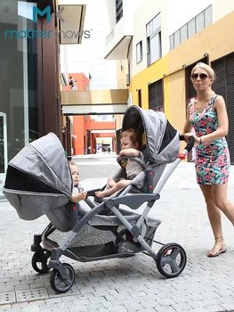 

Twin baby stroller can sit and lie down and detachable folding high landscape lightweight two-child double stroller