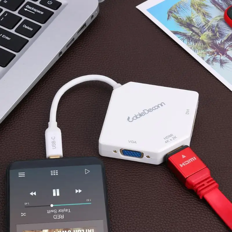 Кабель F0102 3 в 1 4K HD HDMI/VGA/DVI type-C концентратор для настольного ноутбука поддержка прямой доставки