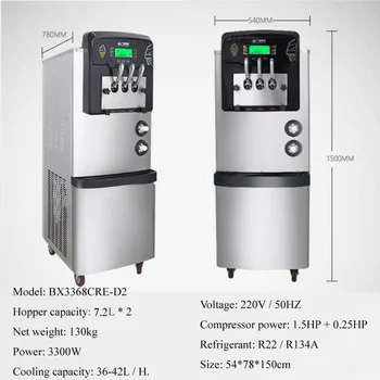 

Soft Ice Cream Machine Manufacturers/New industrial stainless steel table top soft serve ice cream machine with 3 flavors 3000W