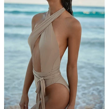 

Halter Tummy Cut Swimsuit Women Swimwear Women Backless Sexy Bathing Suits Female Monokini 1 Pieces Bahing Suits Bodysuit