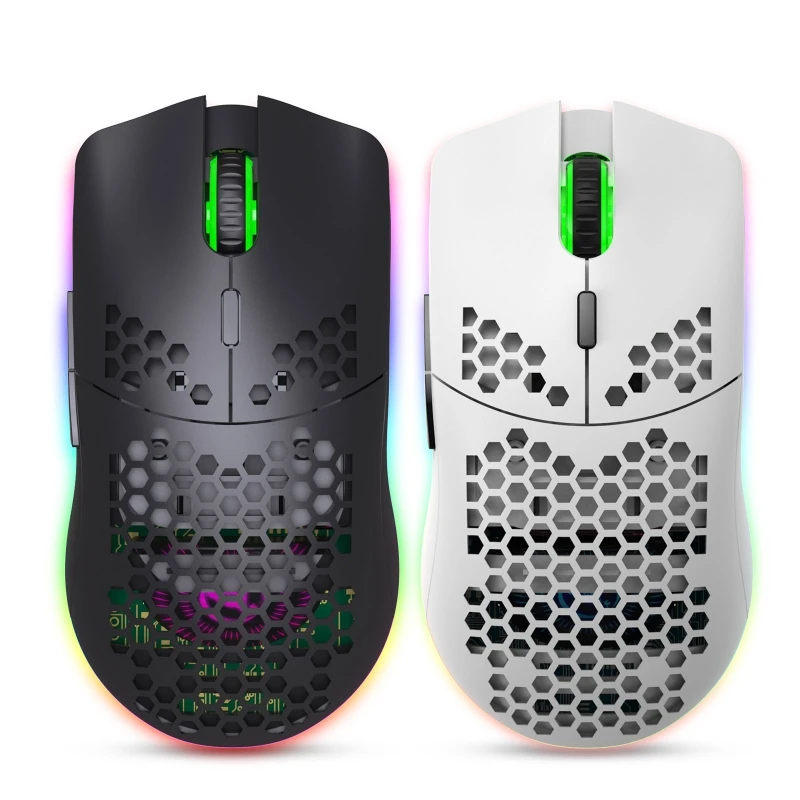 

T66 Honeycomb Lightweight RGB Backlit 2.4GHz Wireless Mouse for Home Office USB Rechargeable Notebook Desktop Mice