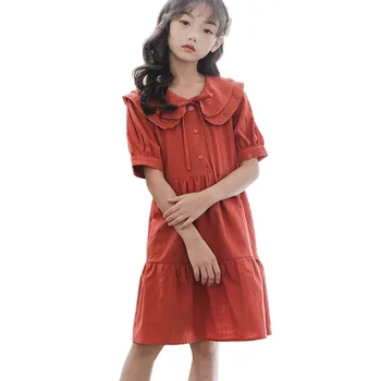 

2020 Summer Cotton Ruffle Girls Dress Kids Cute Dress Teen Children Preppy School Dress Teenage Girl Princess Party Frocks