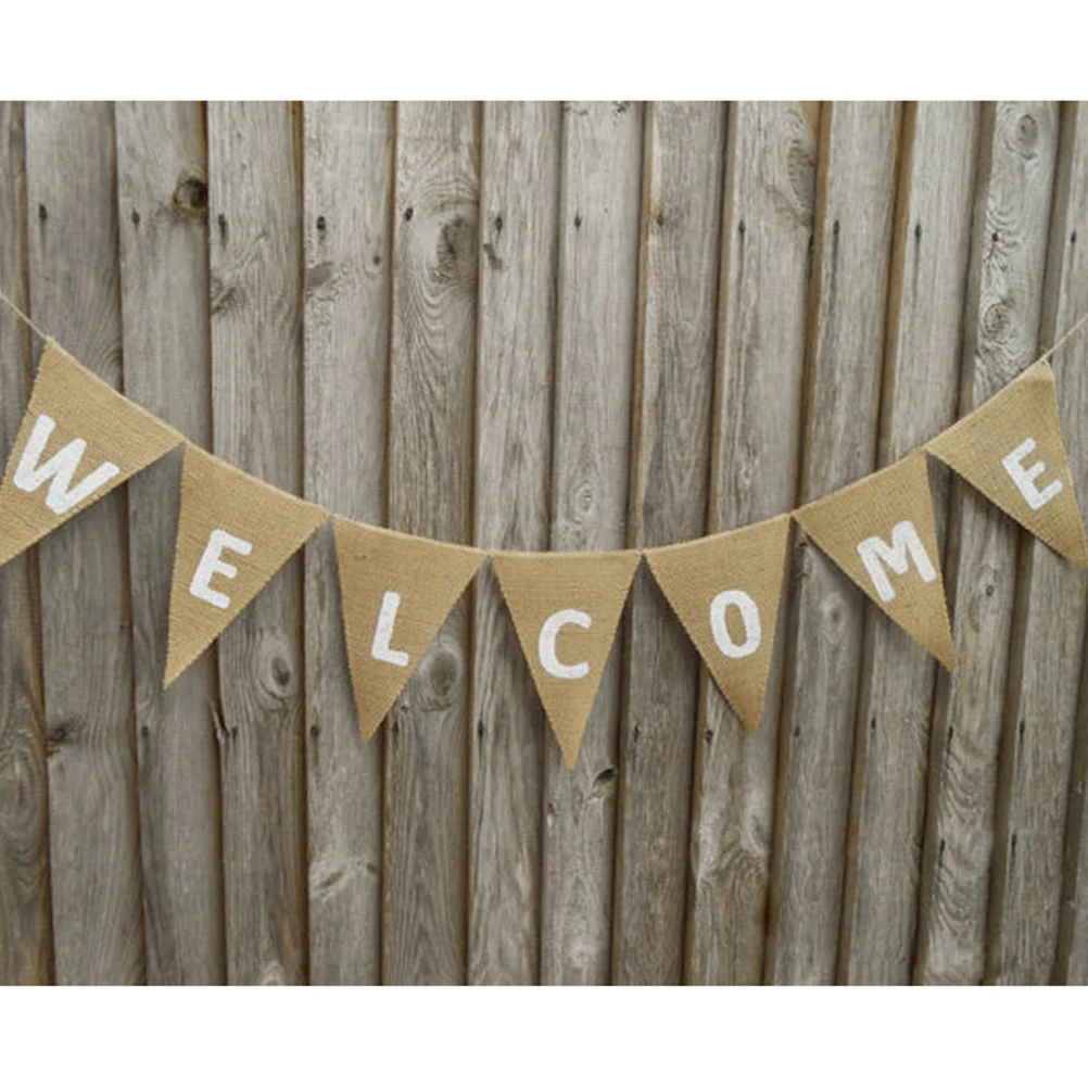 

Pull Flag Jute Cloth Attractive Welcome Letters Triangle Banner For Back To School Festival Party Favors Decoration Graduation