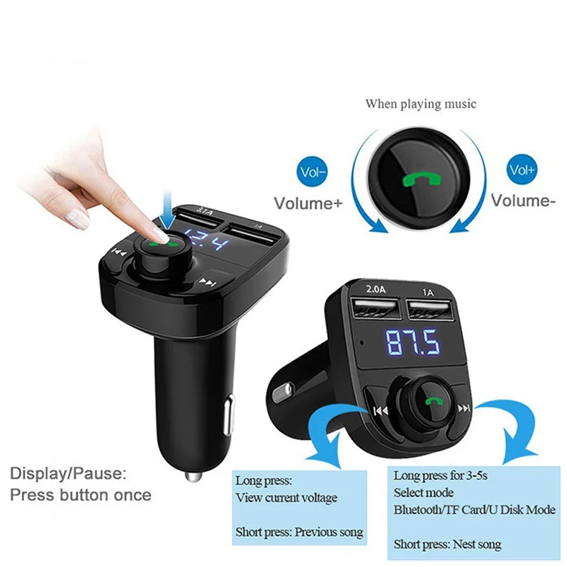 Беспроводной Bluetooth Handsfree автомобильный комплект fm-передатчик MP3-плеер двойной USB зарядное устройство Bluetooth fm-передатчик приемник радио адаптер