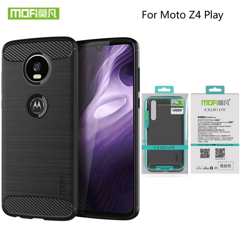 Роскошный углеродный чехол Mofi для Motorola Moto P40 задняя крышка Ультратонкий Мягкий Силиконовый ТПУ для телефона чехол для Motorola Moto Z4 Play