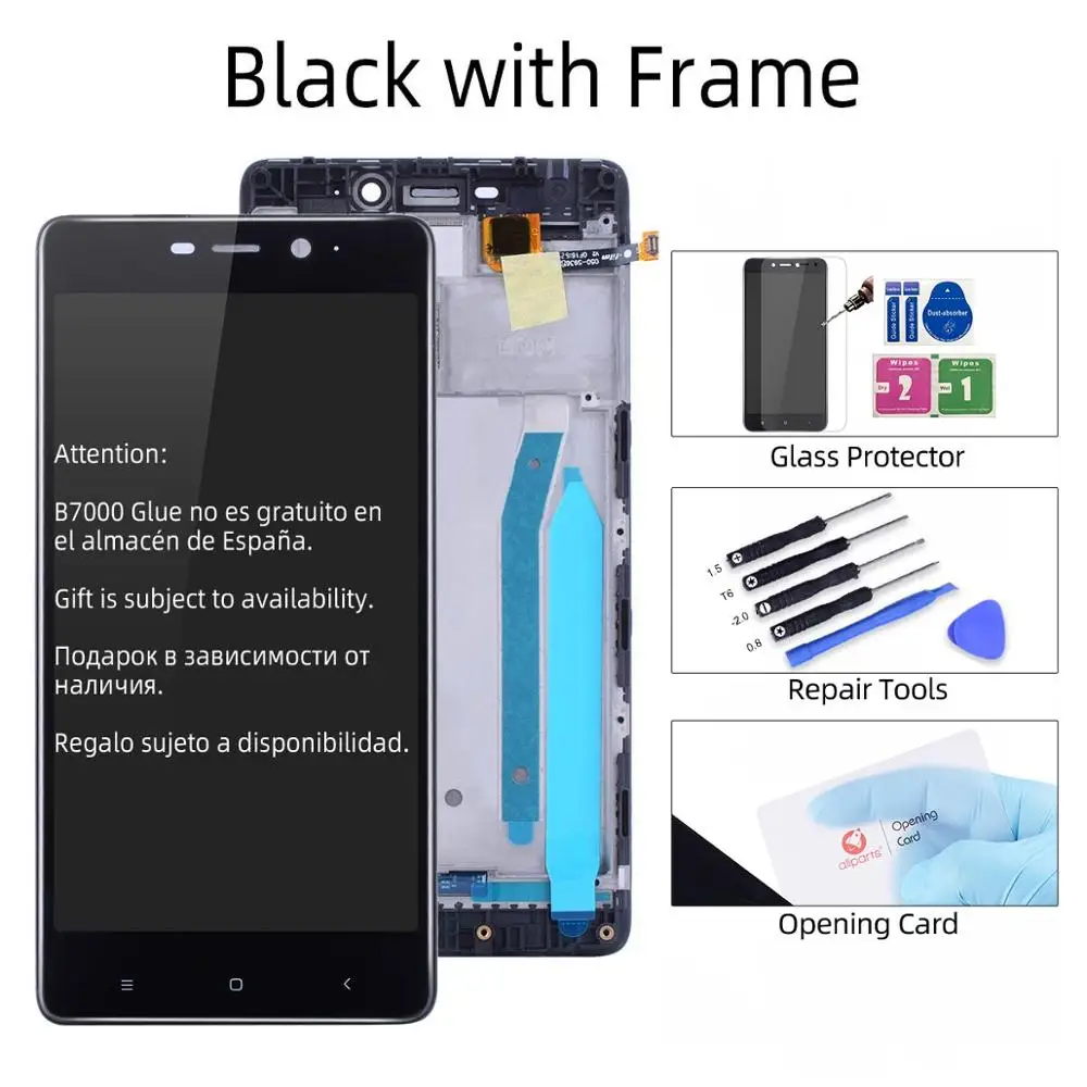 Дисплей для Xiaomi Redmi 4 Pro Prime LCD в сборе с тачскрином на рамке 5.0'' черный черный золото - Цвет: Black with Frame