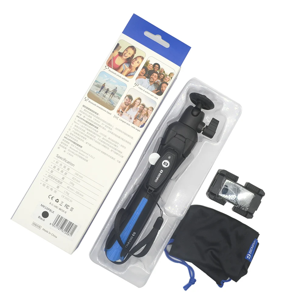 BENRO MK10P MK10ⅡPremium Smart Mini Tripod Selfie Stick Desktop Phone Stand MobiePhone Holder Bluetooth Remote Control