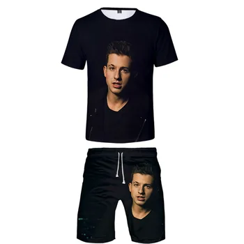 

2019 Charlie Puth two piece set tshirt and shorts Harajuku men Charlie Puth t shirt streetwear harajuku Short Sleeve plus size