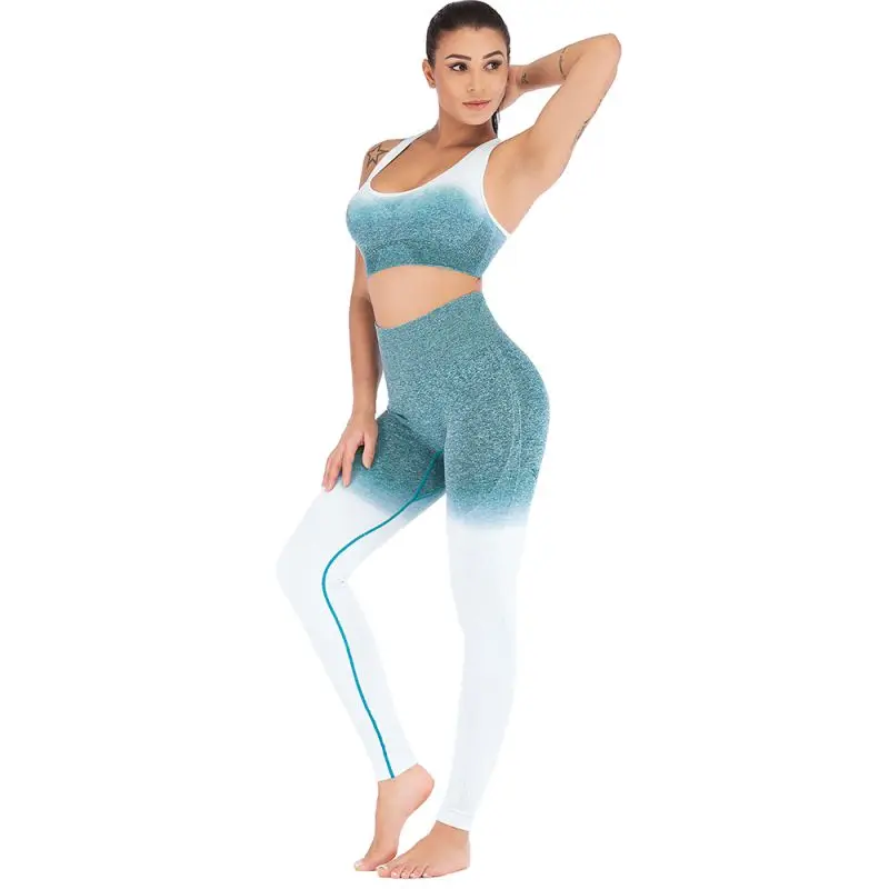 B 2019 женские, градиентные Высокая Талия цельнотканная зауженная спортивные Фитнес брюки в стиле «Хип упражнения девять лодыжки-Длина брюки