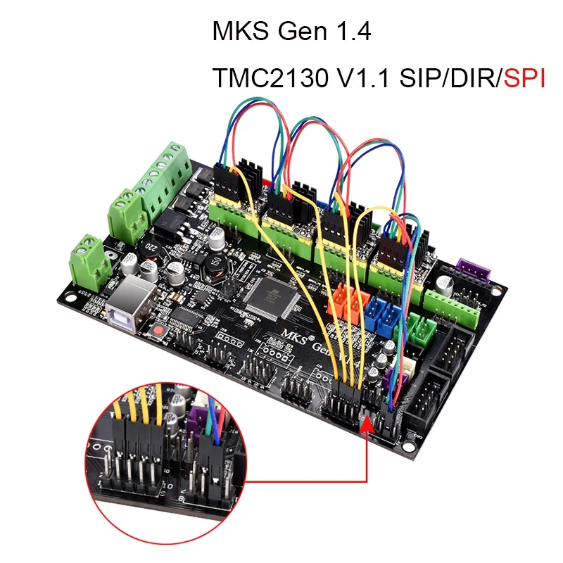 Makerbase 3D принтер MKS Gen V1.4 плата управления Поддержка TMC2130 V1.1 SPI TMC2208 A4988 DRV8825 драйвер