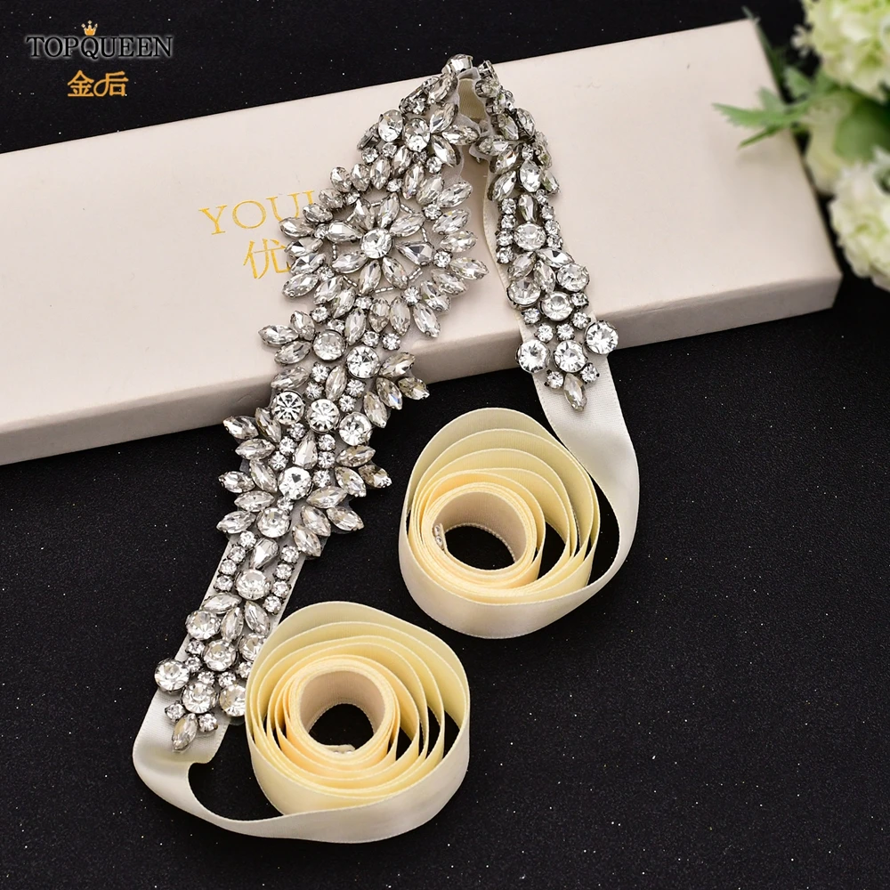 TOPQUEEN S319 Rhinestones Wedding Belts Wedding Sashes Crystal Bridal Belts Decorative Belt with Stones Jeweled Satin Ribbons TOPQUEEN S319 Rhinestones Wedding Belts Wedding Sashes Crystal Bridal Belts Decorative Belt with Stones Jeweled Satin Ribbons