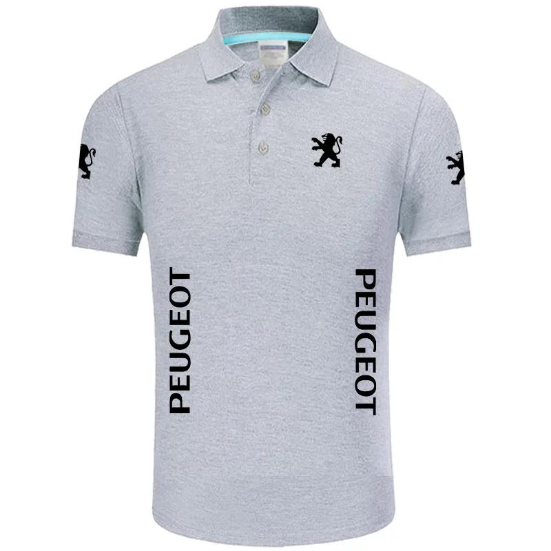 Летние мужские поло с коротким рукавом, мужские Рубашки, Топы, Пежо, рубашка поло - Цвет: Серый