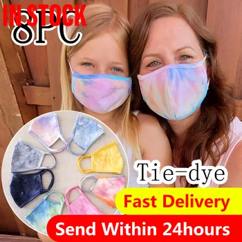 

1/8 Pc Fashion Tie Dye Printing Breathable Facemask Women Outdoor Protection Face Cover Reuseabe Washable Masks Mascarillas Py6