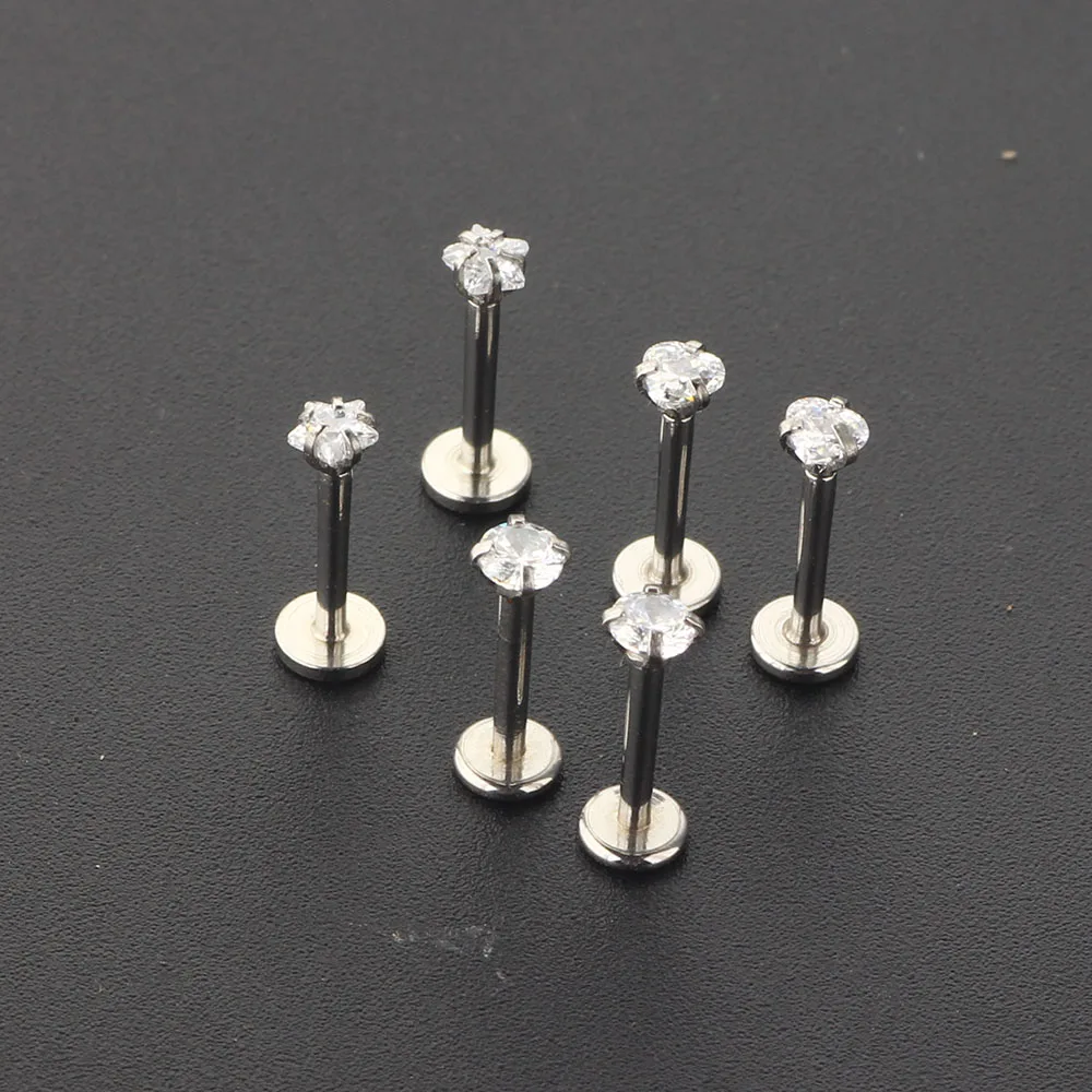 120PCS Steel Gem Cluster Ear Tragus Helix Cartilage Piercing Earring Stud Labret Bar Lip Rings Piercing Sexy Women Jewelry 16G