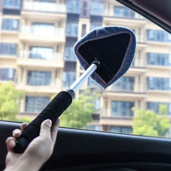 

1Pc Car Washer Brush Microfiber Window Cleaner Long Handle Dust Car Care Windshield Shine Towel Handy Washable Car Cleaning Tool