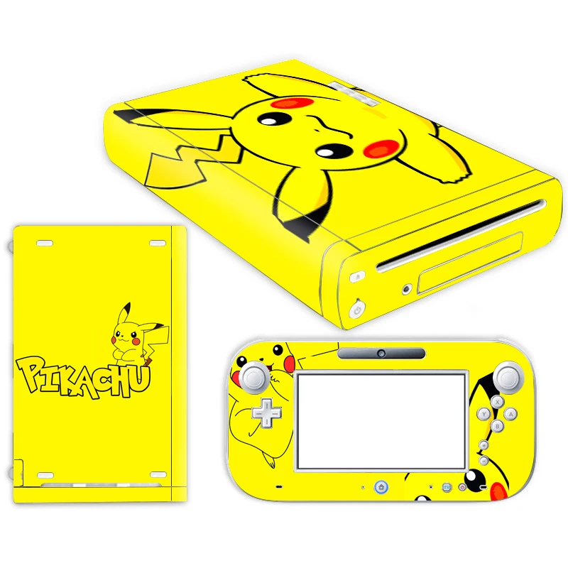 

Pokemon Go Pikachu Skin Sticker for Nintendo Wii U Console Cover with Remotes Controller Skins For Nintend wii u sticker