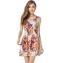 Mulheres de vestido Ocasional 2019 Verão Vestido de Chiffon Mulheres Roupas Sexy Mini Curto Floral Vestidos de Praia Tamanho Grande Robe Femme(China)
