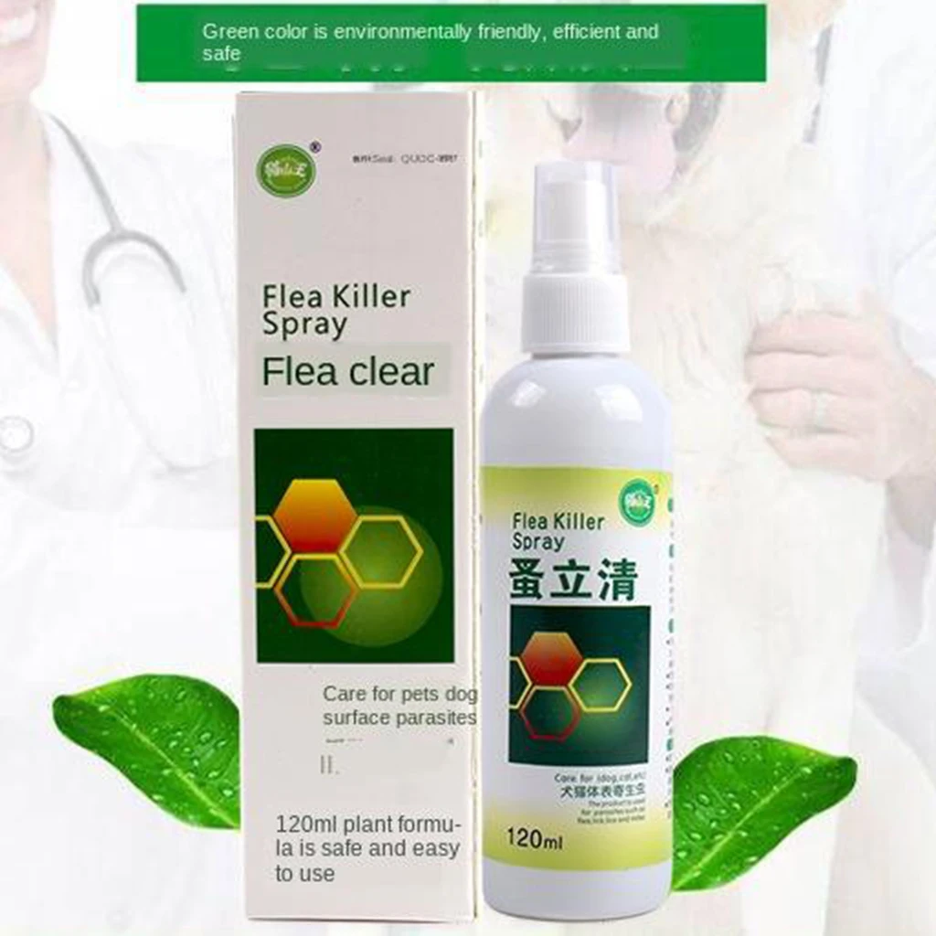 120ml Pet Insect Killer Spray Pets Dog Cat Anti-flea Drops Flea Lice Insect Killer Liquid Spray Puppy Treatment Liquid Spray