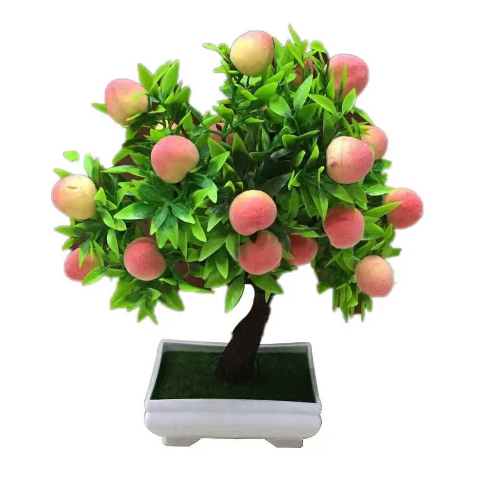 

1Pc Potted Artificial realistic Peach Fruit Tree vibrantly colored Beautiful Non-fading Bonsai Home Garden Desktop Decor Prop