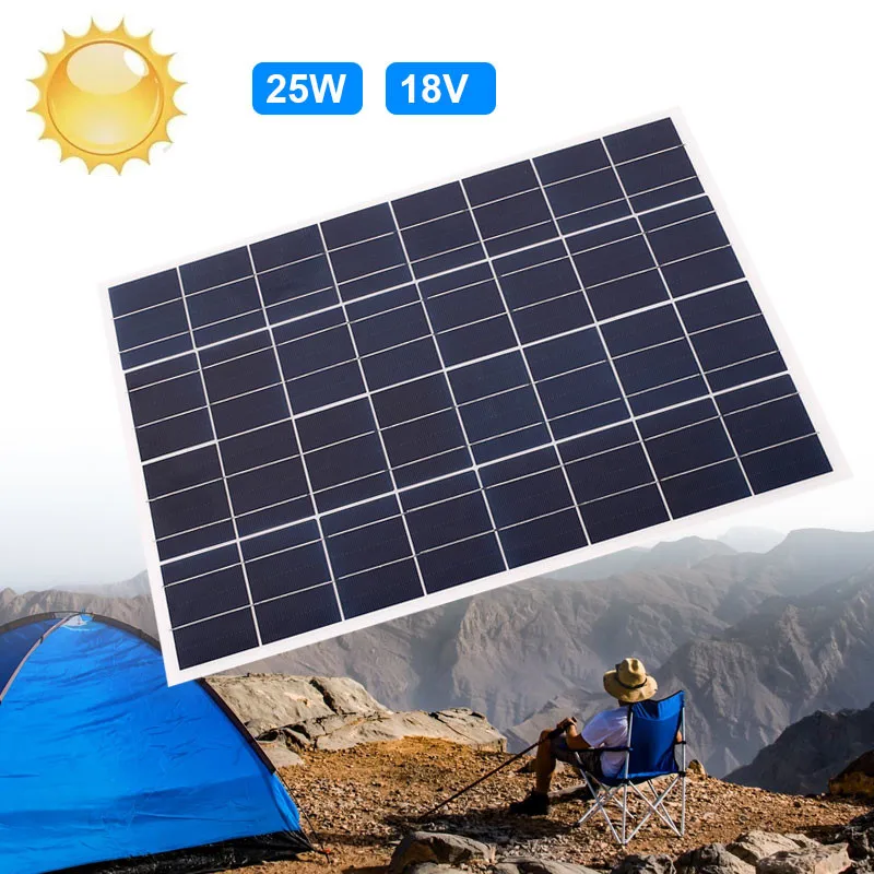 

25W 18V Flexible Solar Panel Dual Output Battery Power Car Charger Portable Solar Panel for Mobile Phone Battery Charger