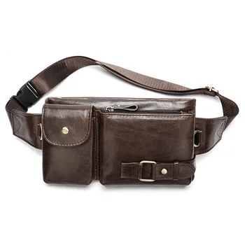 

Genuine Leather Waist Packs Men Waist Bags Fanny Pack Belt Bag Phone Bags Travel Waist Pack Male Small Waist Bag Leather