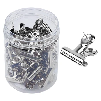 

40Pcs Silver Push Pins Clips with Thumbtacks Set for School Artworks Projects on Cork Board Photos on Bulletin